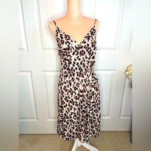 STYLEWORD Cheetah Print Spaghetti Strap Sun Dress w/ Pockets Sz XL B11